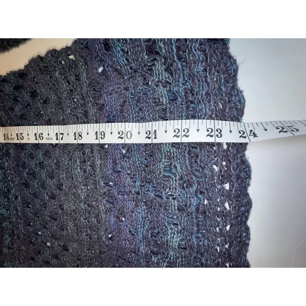 Free People Women’s XS Open Knit Crochet Sweater Boho Festival Purple‎ Blue